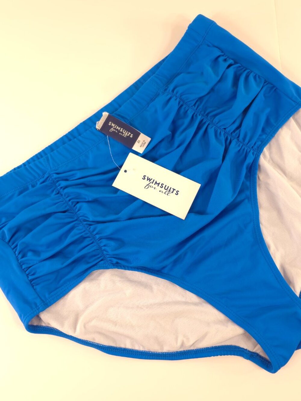 NWT SWIMSUITS FOR ALL Blue Bikini Bottom SWIM BRIEF WOMENS PLUS SIZE 20 SHIRRED